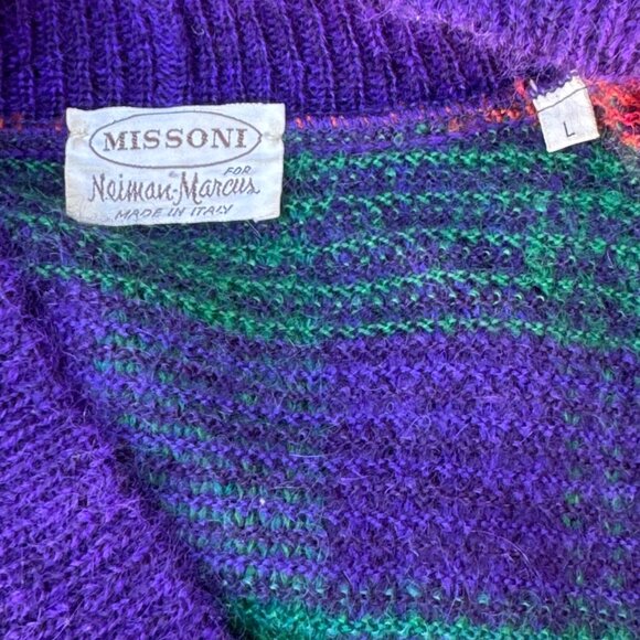 70s Missoni Skirt Set Knit Sweater Tartan Mohair Wool Matching Vintage Designer - Picture 7 of 7